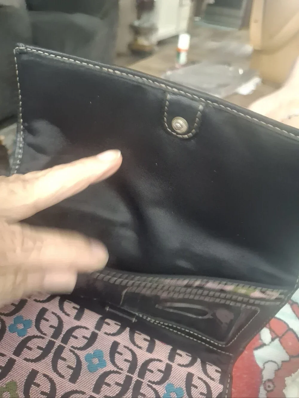 Fossil Patterned Trifold Wallet in Pink and Black